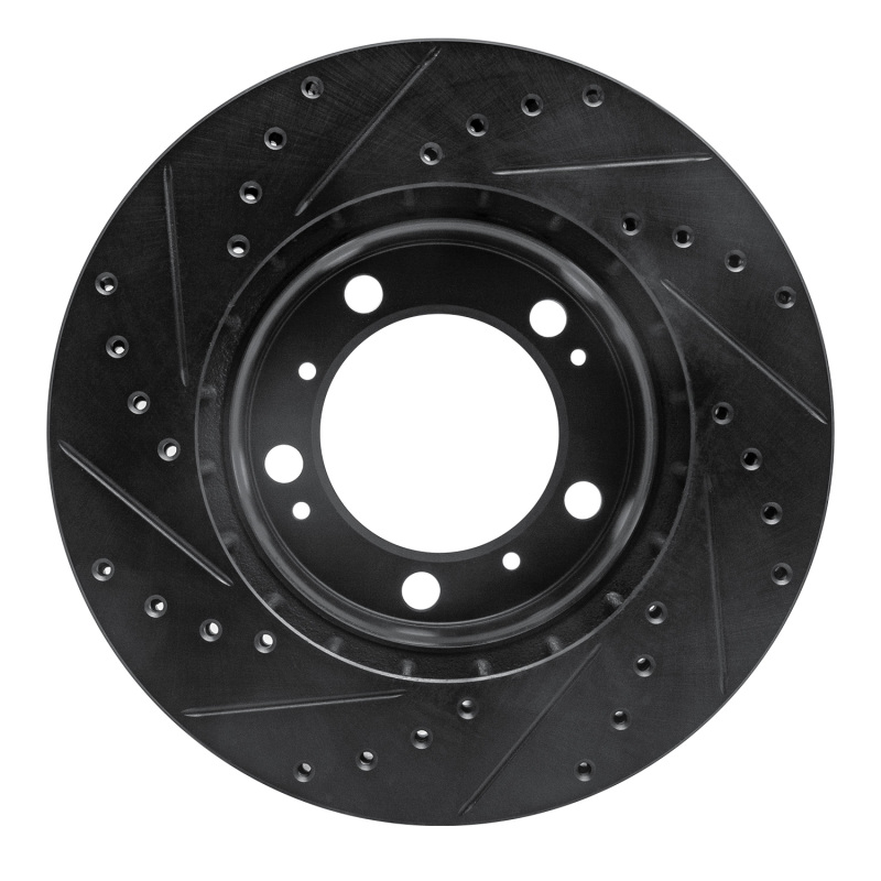 Porsche Boxster Brake Rotor (1) - Front Right - R1 Concepts - Drilled & Slotted - Black - `97-`04